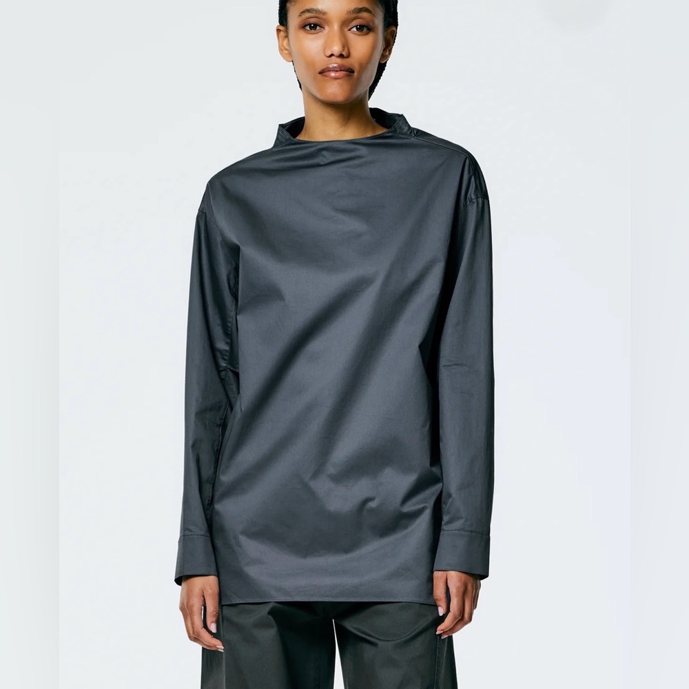 Eco Poplin Funnelneck Top
